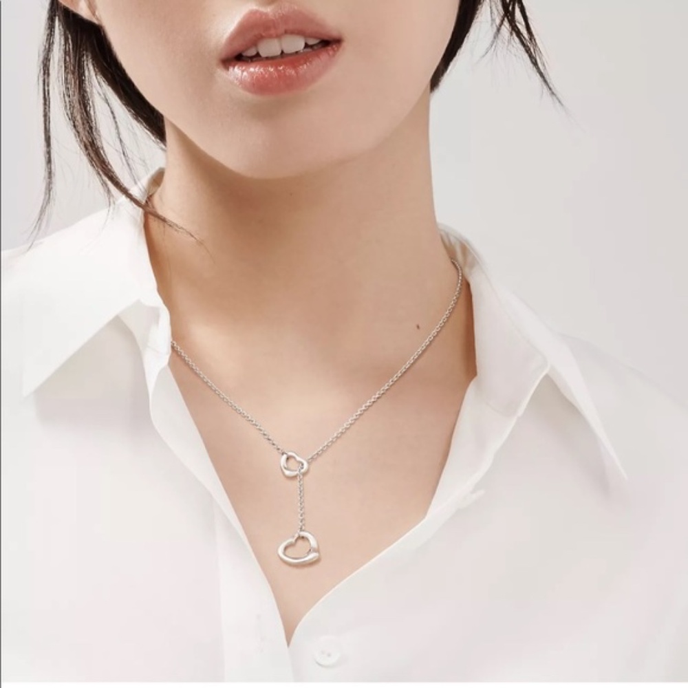 Tiffany Elsa Peretti Open Heart Lariat Necklace